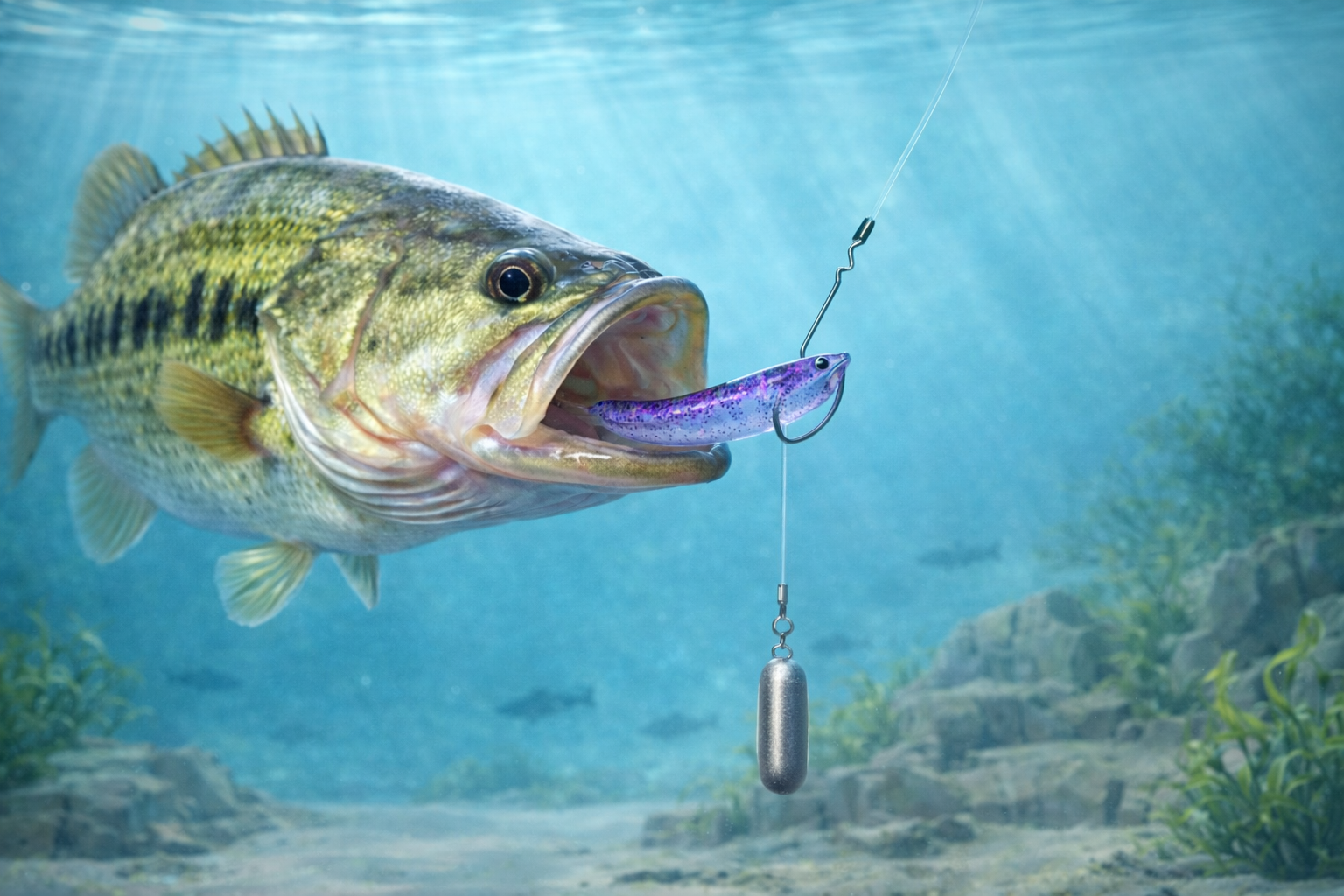bass fishing drop shot rig technique deep water fishing