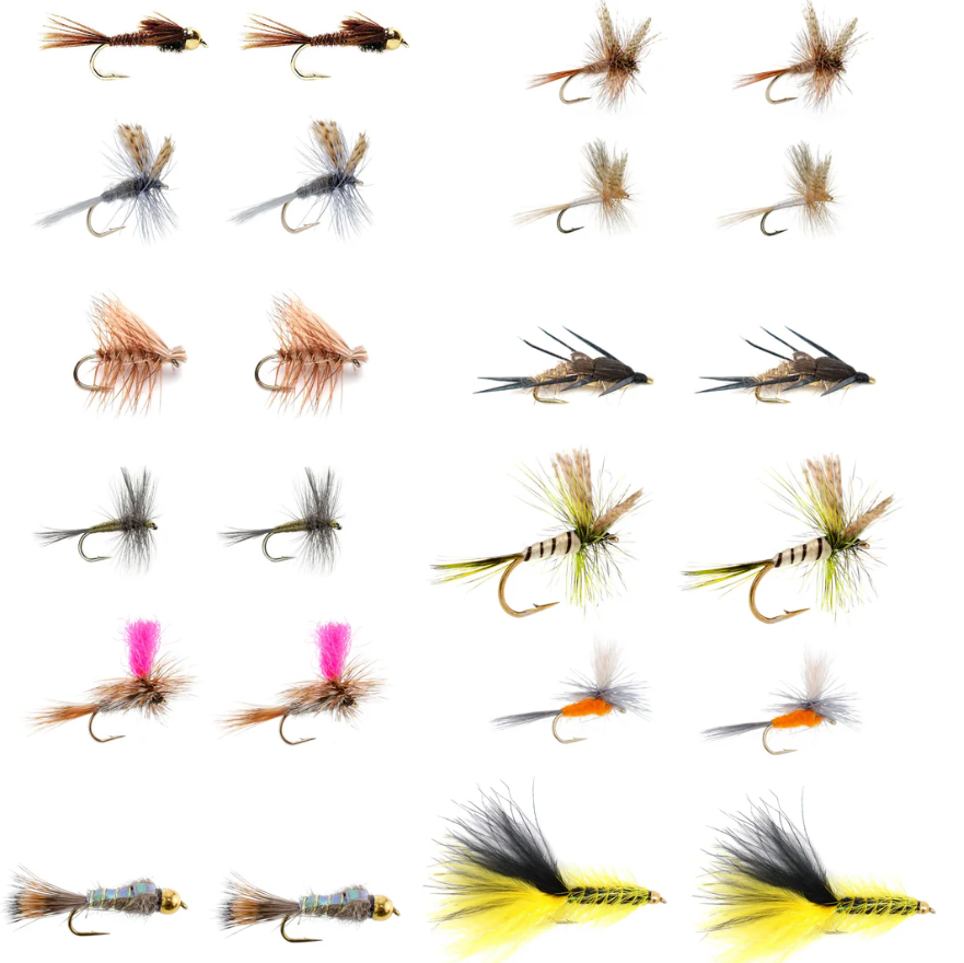 trout fishing flies and small spinners used for trout fishing techniques