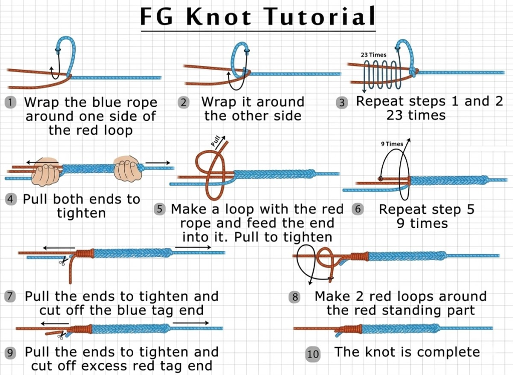 how to tie fg knot step by step fishing knot tutorial